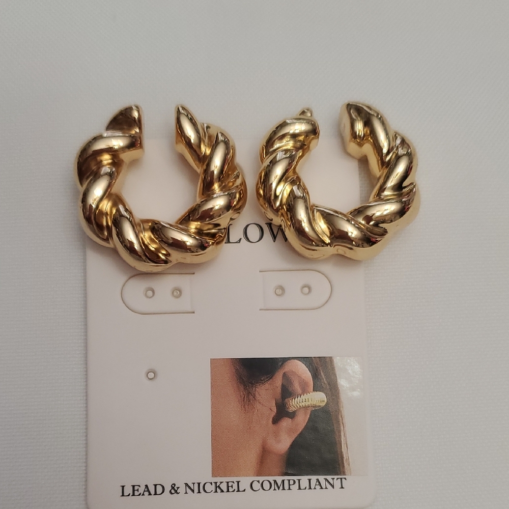 Wildflowers Gold Braided Hoop Earrings